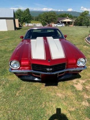 1972 Chevrolet Camaro SS Laser Red with vanilla white stripes