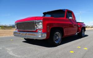 1977 Chevrolet C-10 painted a beautiful red with brown interior