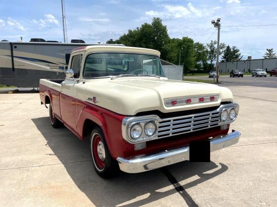 1959 Ford F100 5311 Miles Red Truck V8 Automatic